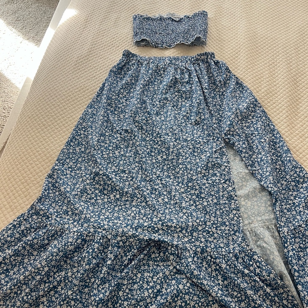 Blue Floral Two-Piece Set